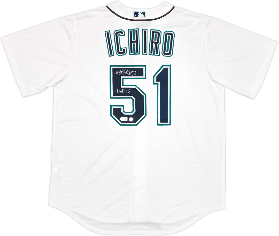 Mariners Ichiro Suzuki Auto White Nike Jersey Size L "HOF 25" IS Holo & Beckett