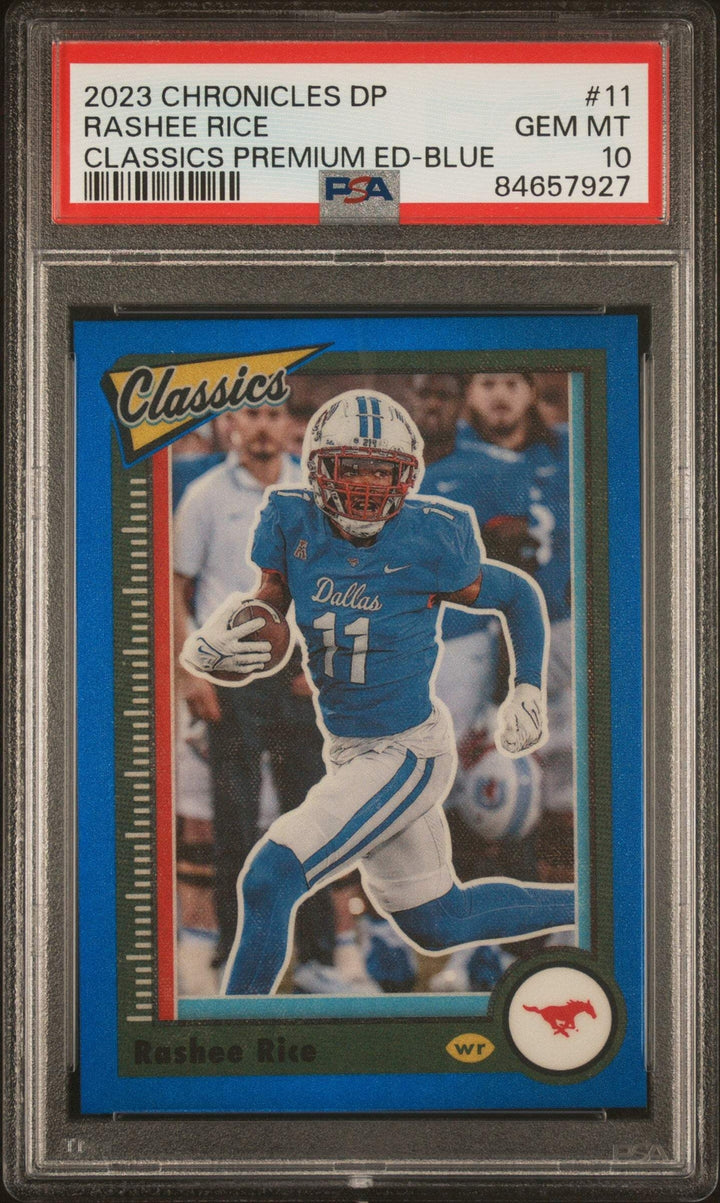 Graded 2023 Chronicles Rashee Rice #11 Classics Prem Ed Blue #/99 Card PSA10