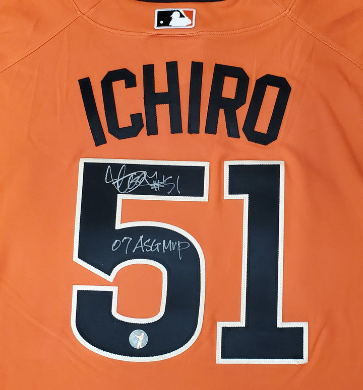 Mariners Ichiro Suzuki Auto Orange Majestic 2007 All-Star Game Jersey 07 ASG MVP