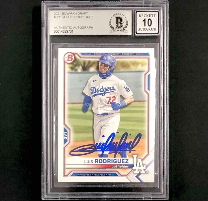 Luis Rodriguez signed 2021 Bowman Draft RC rookie card autograph BAS BGS 10 Auto
