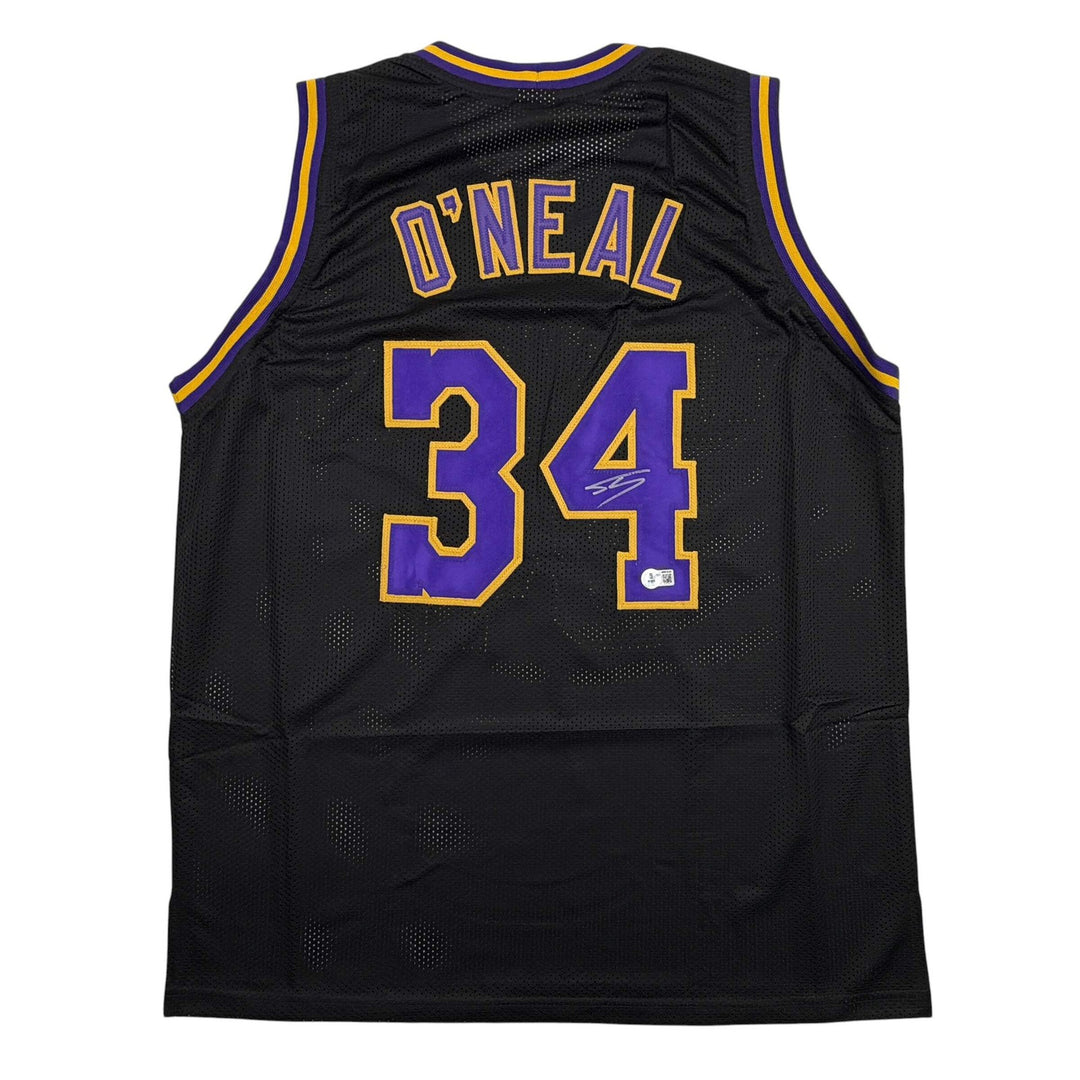 Autographed/Signed SHAQUILLE SHAQ O'NEAL Los Angeles Black Jersey JSA COA Auto