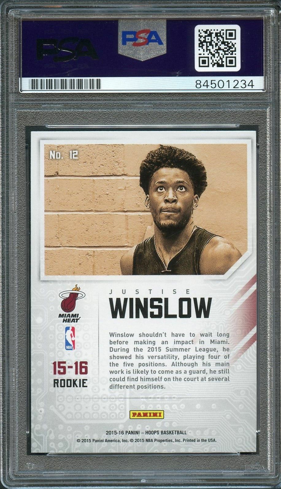 2015-16 NBA Hoops Faces of the Future #12 Justise Winslow Signed Card AUTO PSA/D