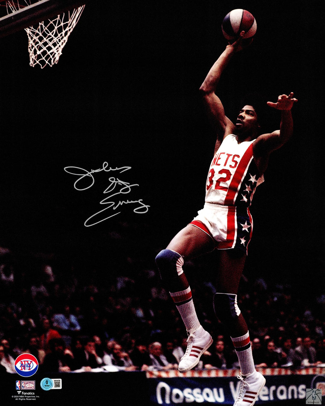 Julius "Dr. J" Erving Signed 16x20 Photo New Jersey Nets Beckett BAS Witness