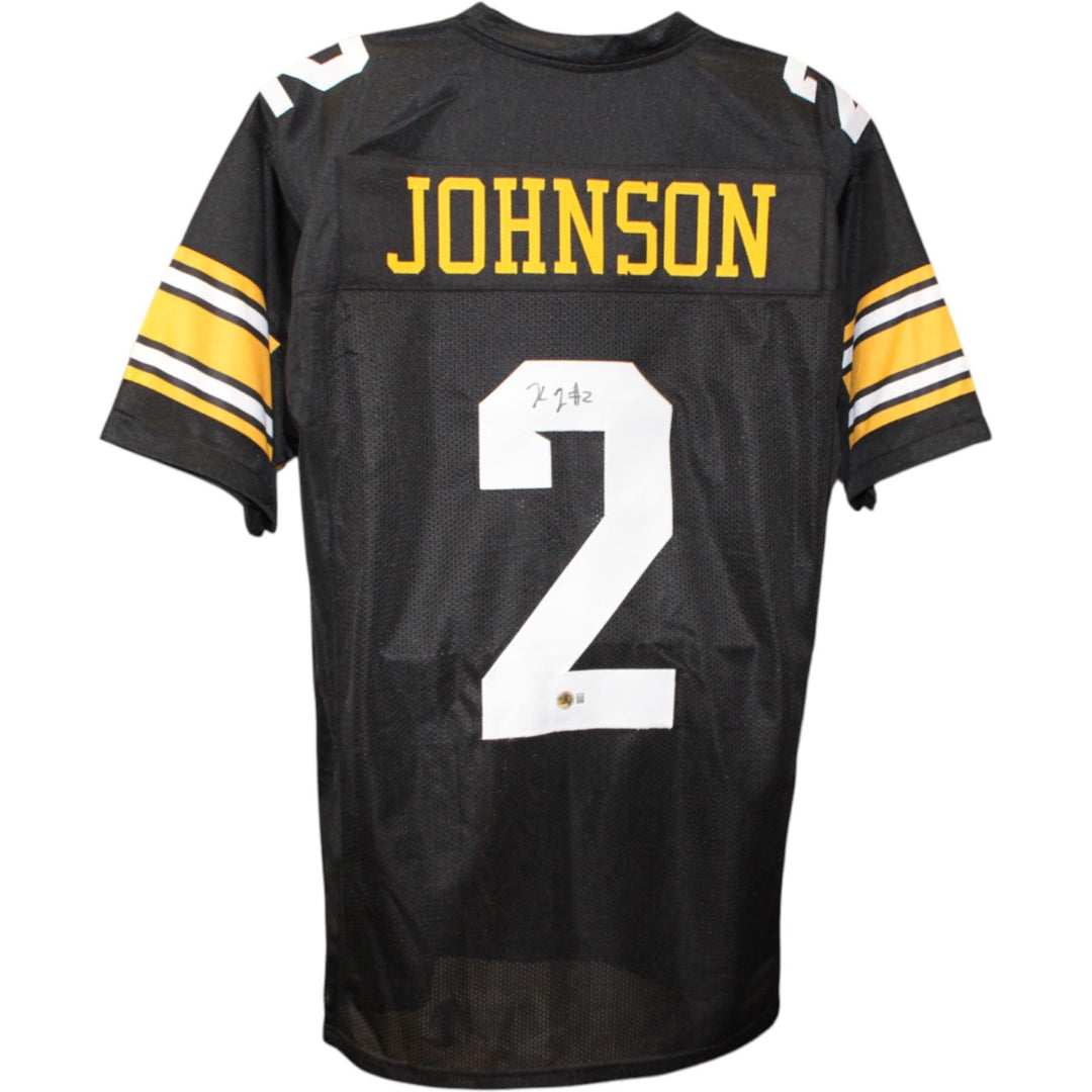 Kaleb Johnson Autographed College Style Black Sz XL Jersey Beckett Witness 51672