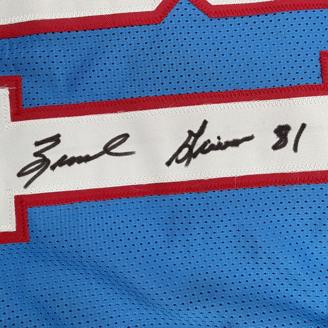 Autographed/Signed Ernest Givins Houston Blue Football Jersey JSA COA