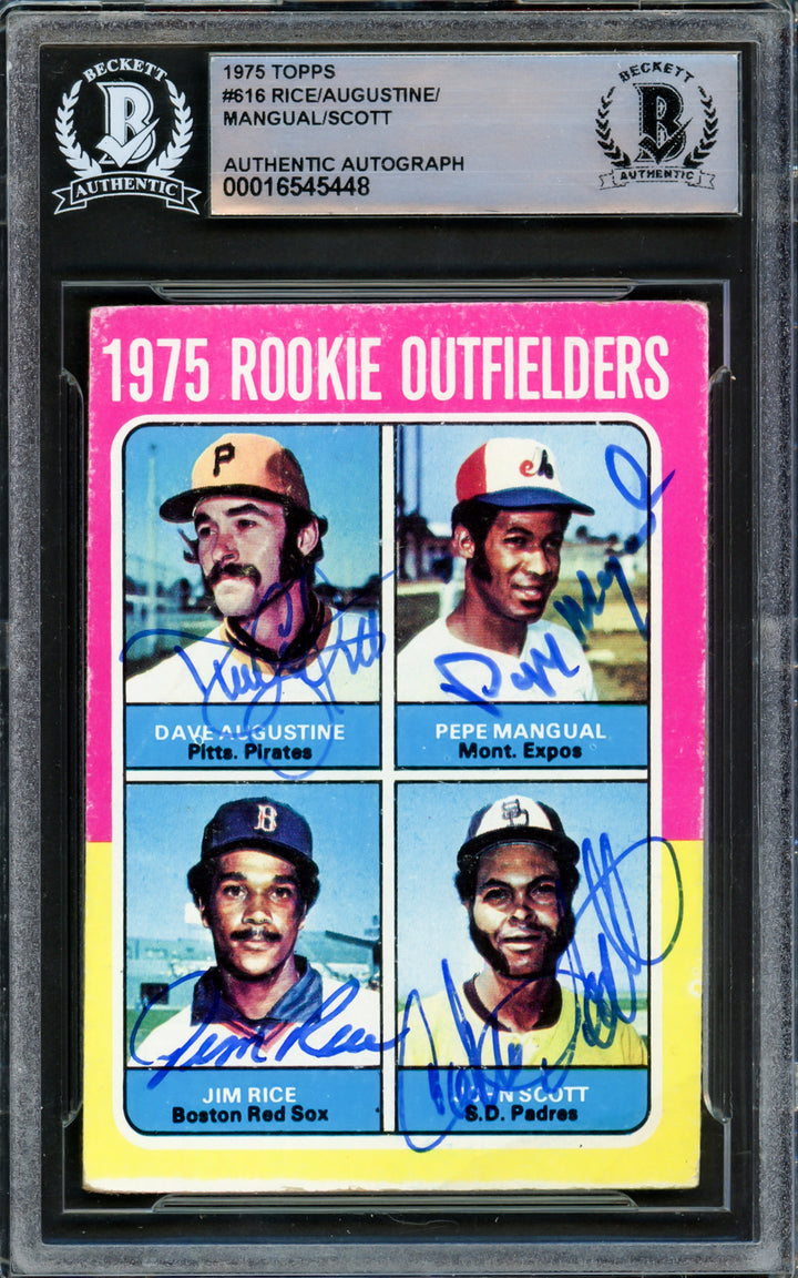 Jim Rice & Others Autographed 1975 Topps RC Signed By All 4 Beckett 16545448
