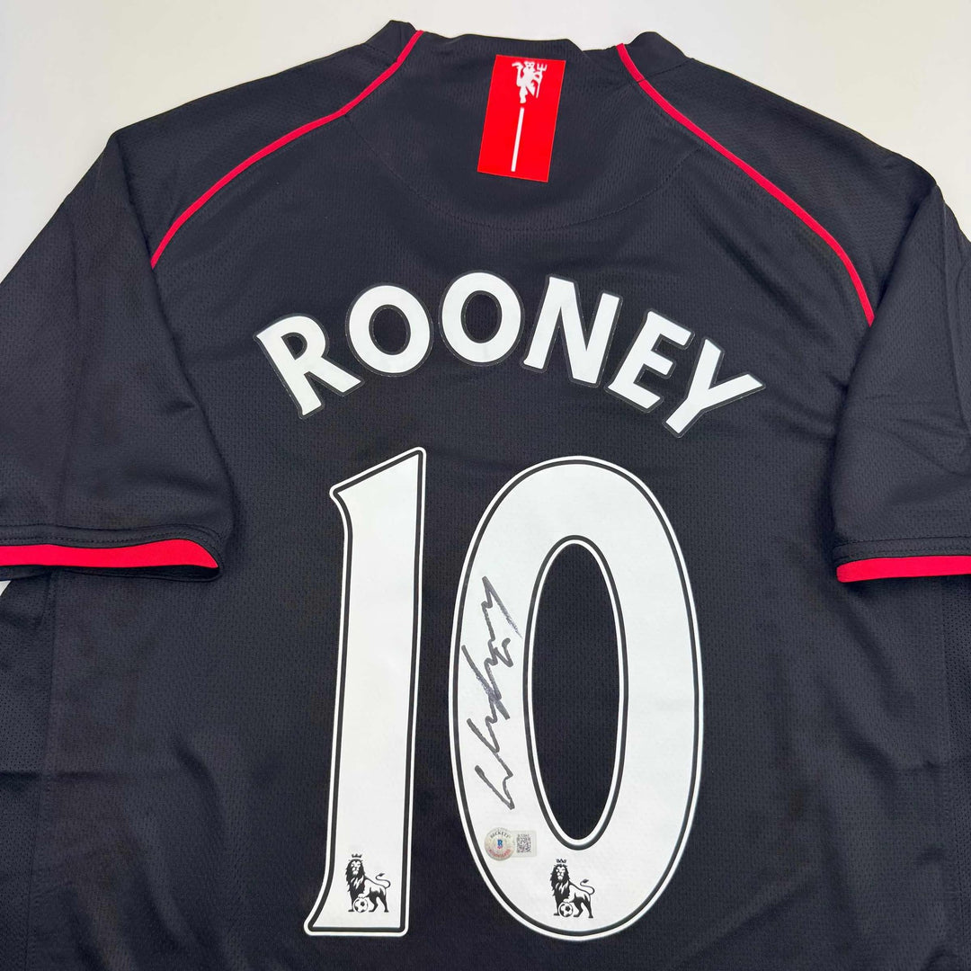 Autographed/Signed Wayne Rooney Manchester United Black Jersey Beckett BAS COA