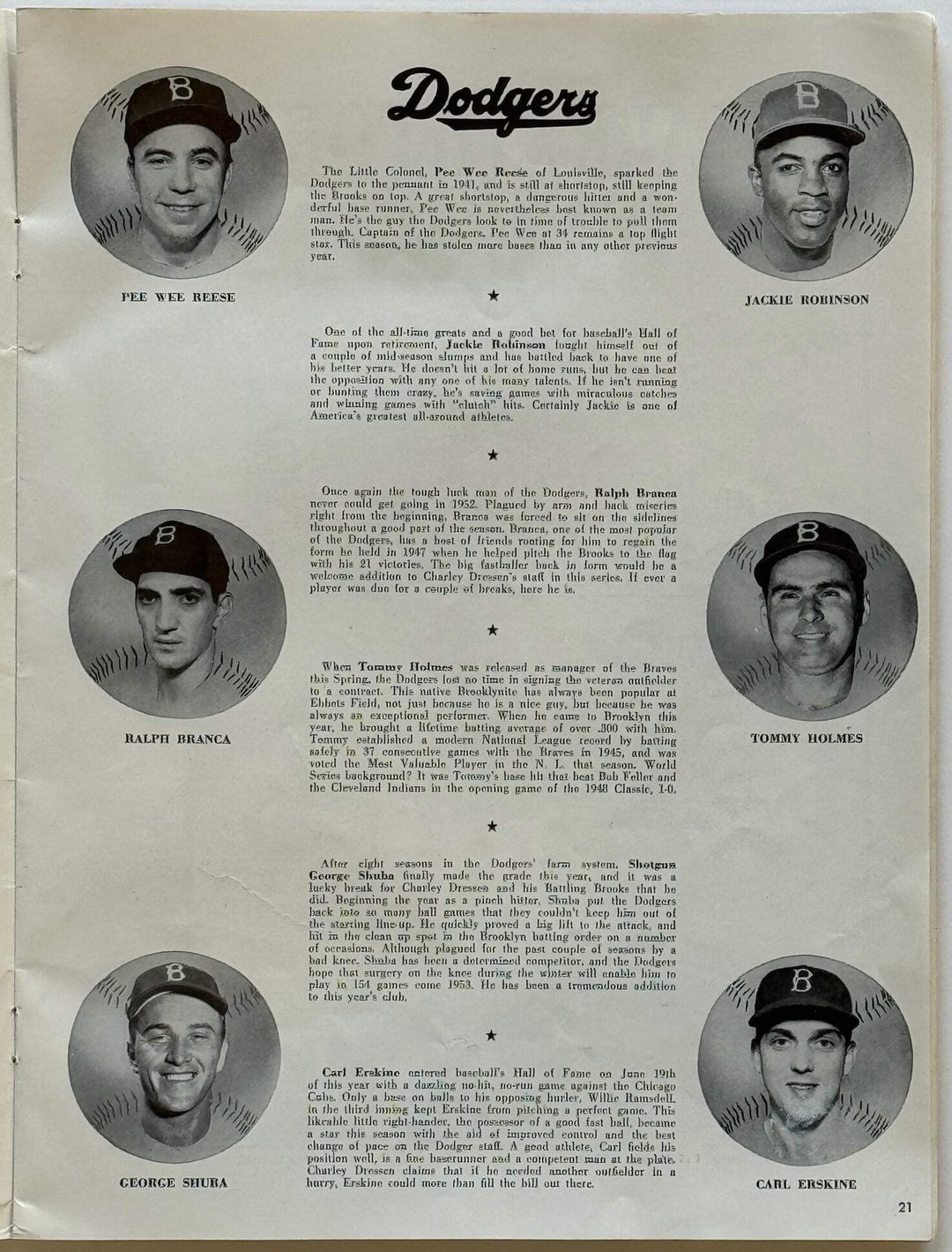 1952 Vintage World Series Program NY Yankees Vs Brooklyn Dodgers