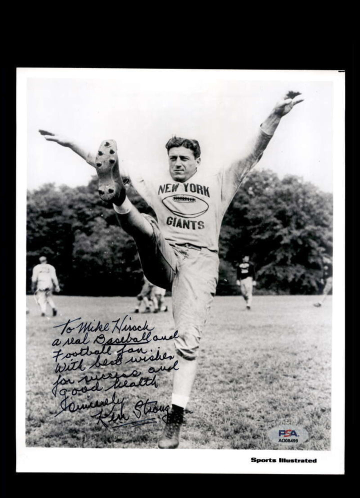 Ken Strong PSA DNA Signed 8x10 Photo Giants Autographed