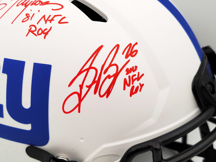 Lawrence Taylor Saquon Barkley Auto Giants Lunar Eclipse White FS Helmet ROY BAS