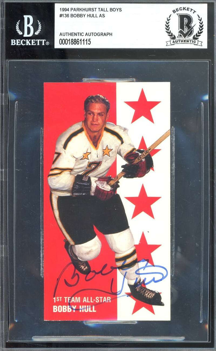Bobby Hull Beckett BAS Signed 1994 Parkhurst Tall Boys All Star Autograph