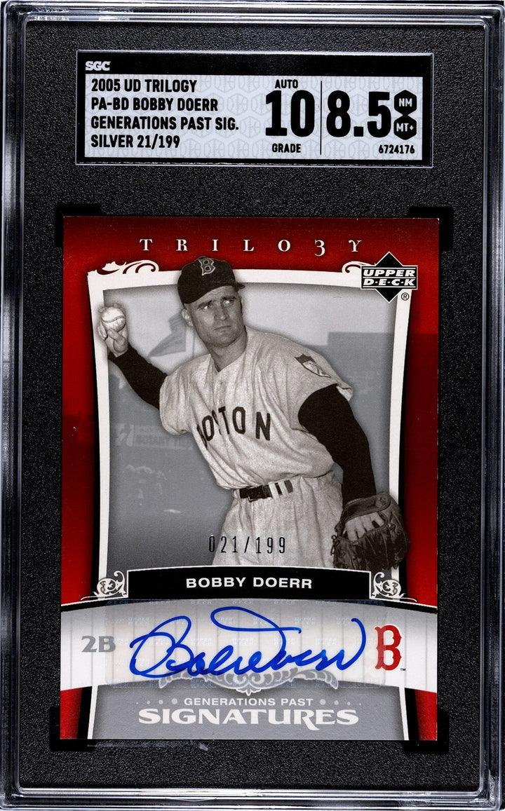 Bobby Doerr signed 2005 UD Trilogy Silver /199- SGC Graded 8.5 NM-MT+/10 Auto