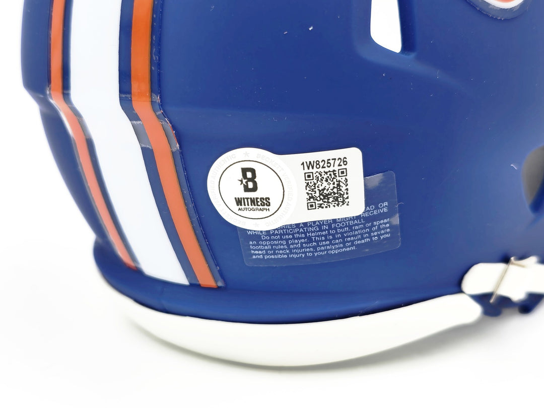 Urban Meyer Autographed Signed Florida Gators Blue Speed Mini Helmet Beckett Wit