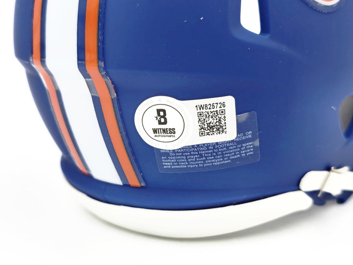Urban Meyer Autographed Signed Florida Gators Blue Speed Mini Helmet Beckett Wit