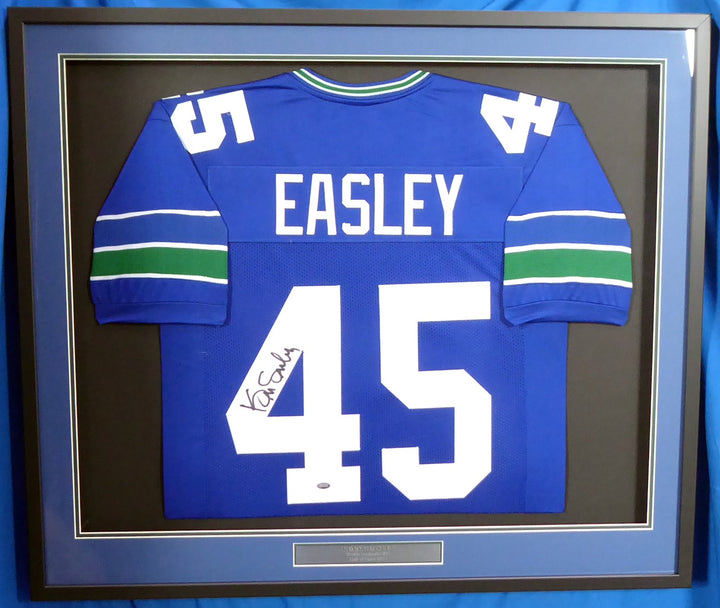 Seattle Seahawks Kenny Easley Signed Framed Blue Jersey MCS Holo