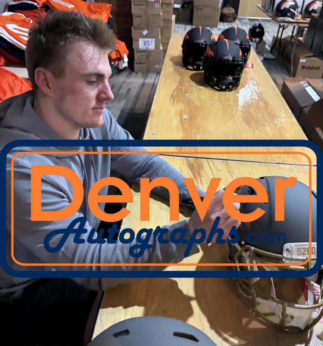 Bo Nix Autographed Denver Broncos Authentic Slate Helmet Beckett Witness 55116
