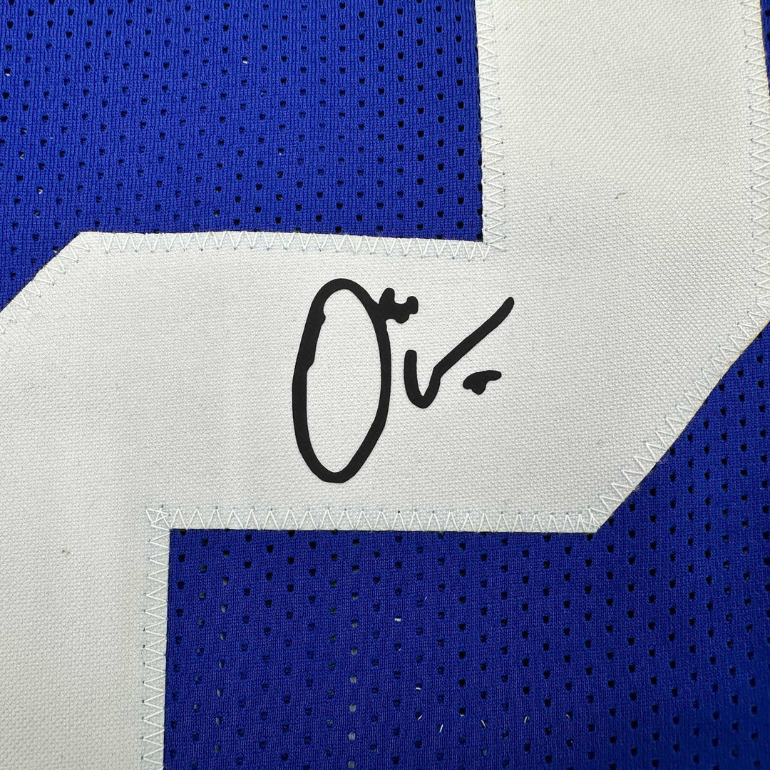 Facsimile Autographed Osi Umenyiora New York Blue Reprint Jersey Size Men's XL