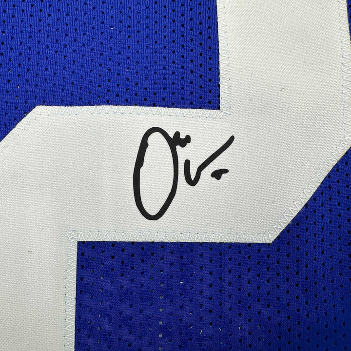 Facsimile Autographed Osi Umenyiora New York Blue Reprint Jersey Size Men's XL
