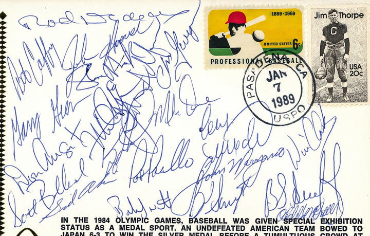 1984 USA Olympic Baseball Team Auto First Day Cover 21 Sigs Mark McGwire, Larkin