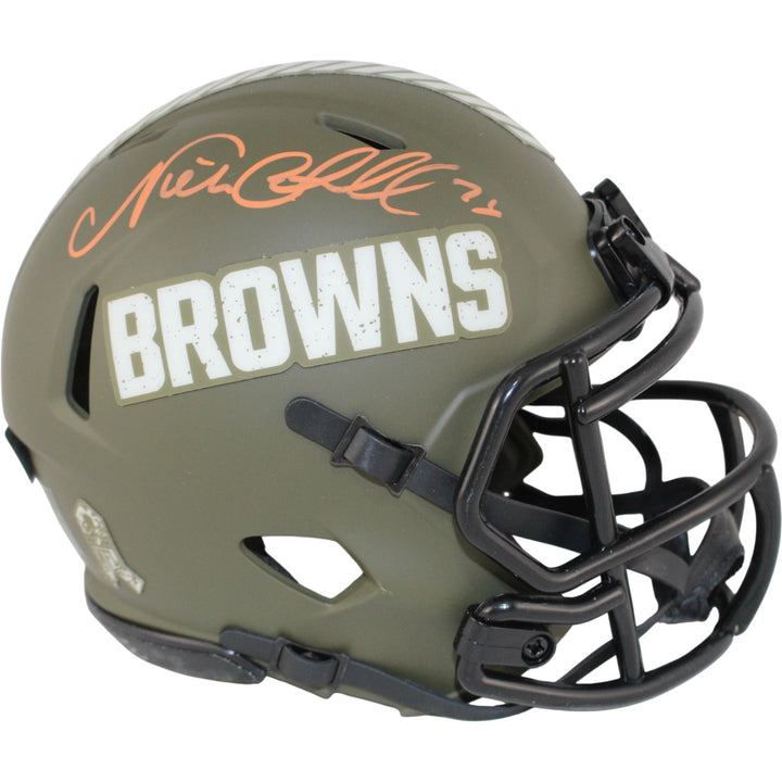 Nick Chubb Autographed/SIgned Cleveland Browns 22 STS Mini Beckett 53606