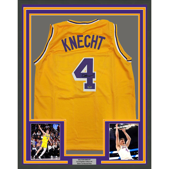Framed Facsimile Autographed Dalton Knecht 35x39 LA Reprint Laser Auto Jersey