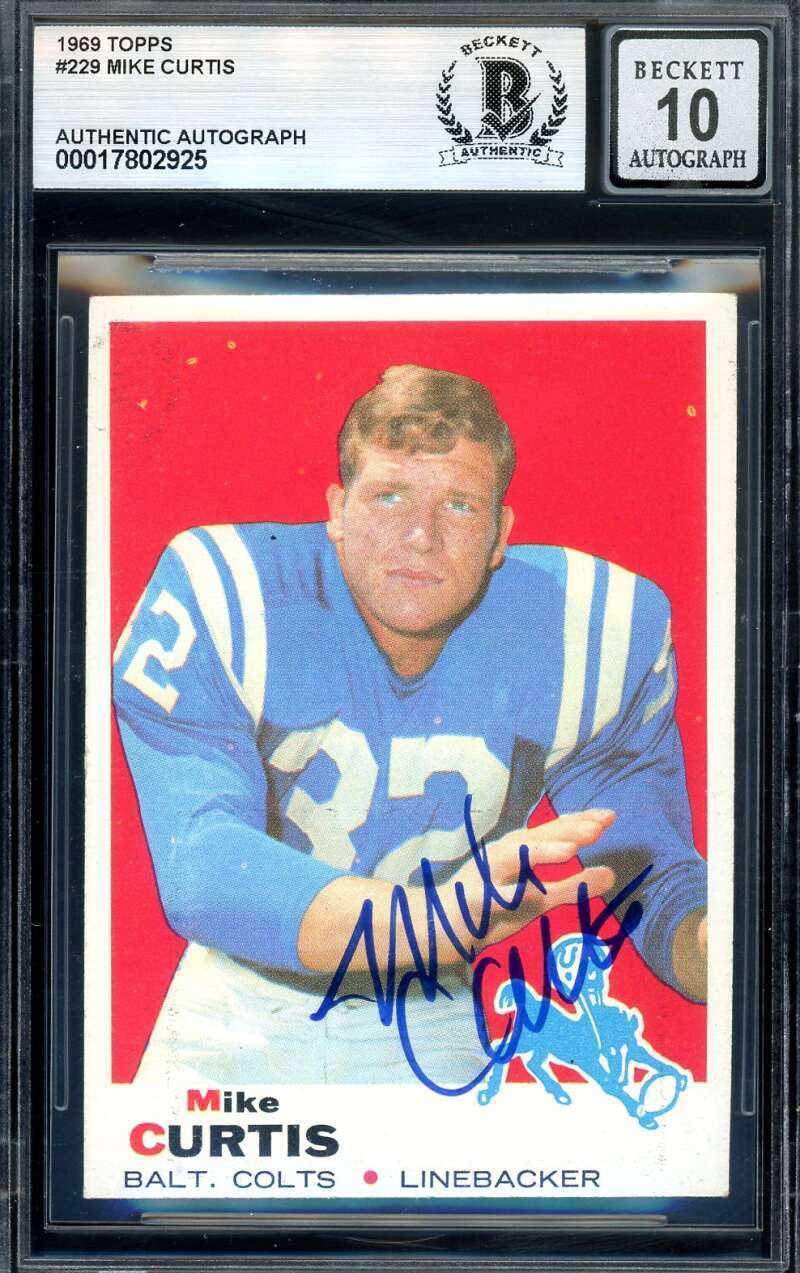 Mike Curtis Gem Mint 10 Beckett BAS Signed 1969 Topps Rookie Autograph