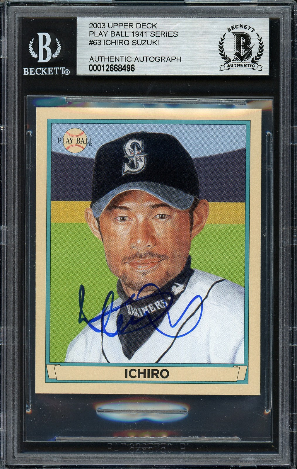 Ichiro Suzuki Signed 2003 Upper Deck Play Ball Mini Card 63 Mariners Beckett