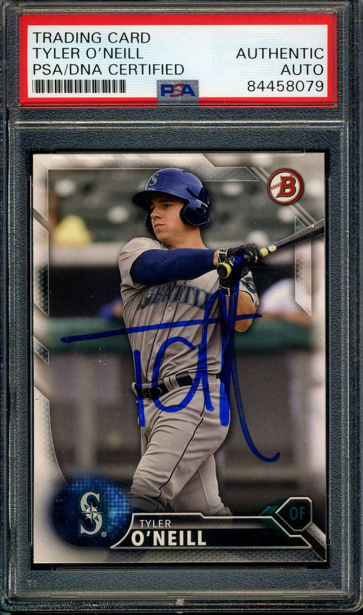 Tyler O`neill PSA DNA Coa Signed 2016 Bowman Rookie Autograph