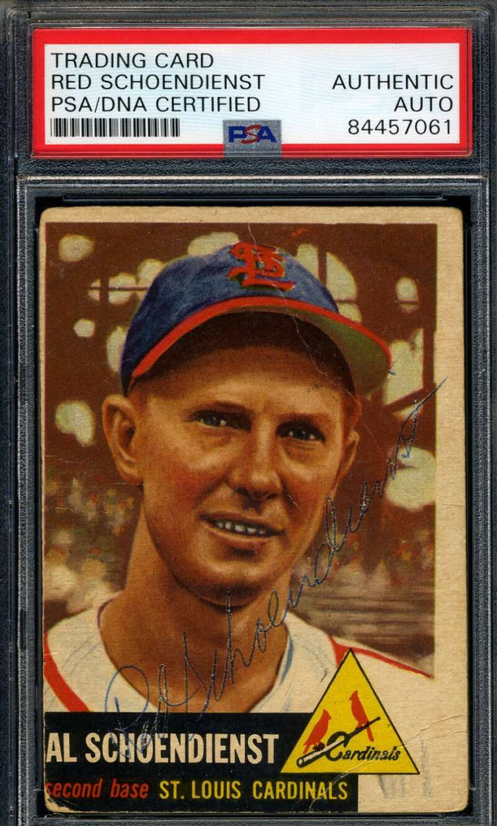 Red Schoendienst PSA DNA Coa Signed 1953 Topps Autograph