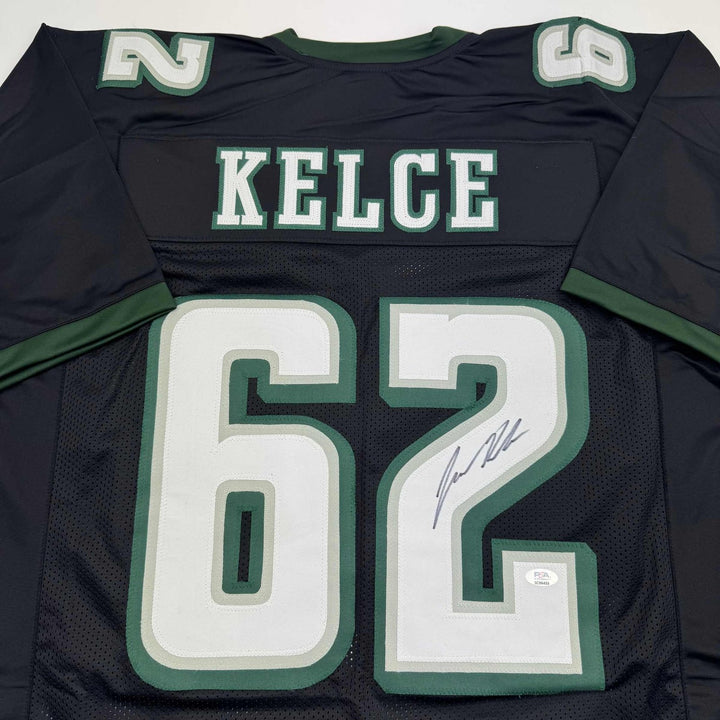 Autographed/Signed JASON KELCE Philadelphia Black Jersey PSA COA Auto