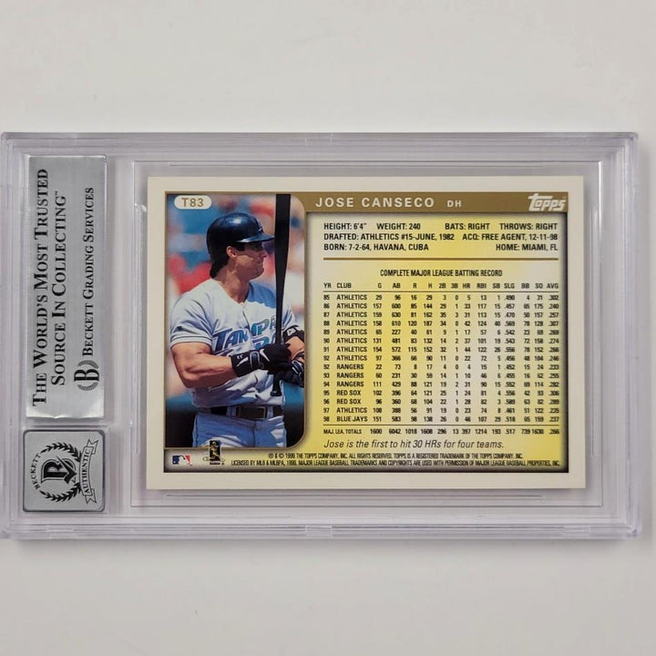 Jose Canseco signed 1999 Topps Traded #T83 autograph Devil Rays~ BGS BAS 10 auto