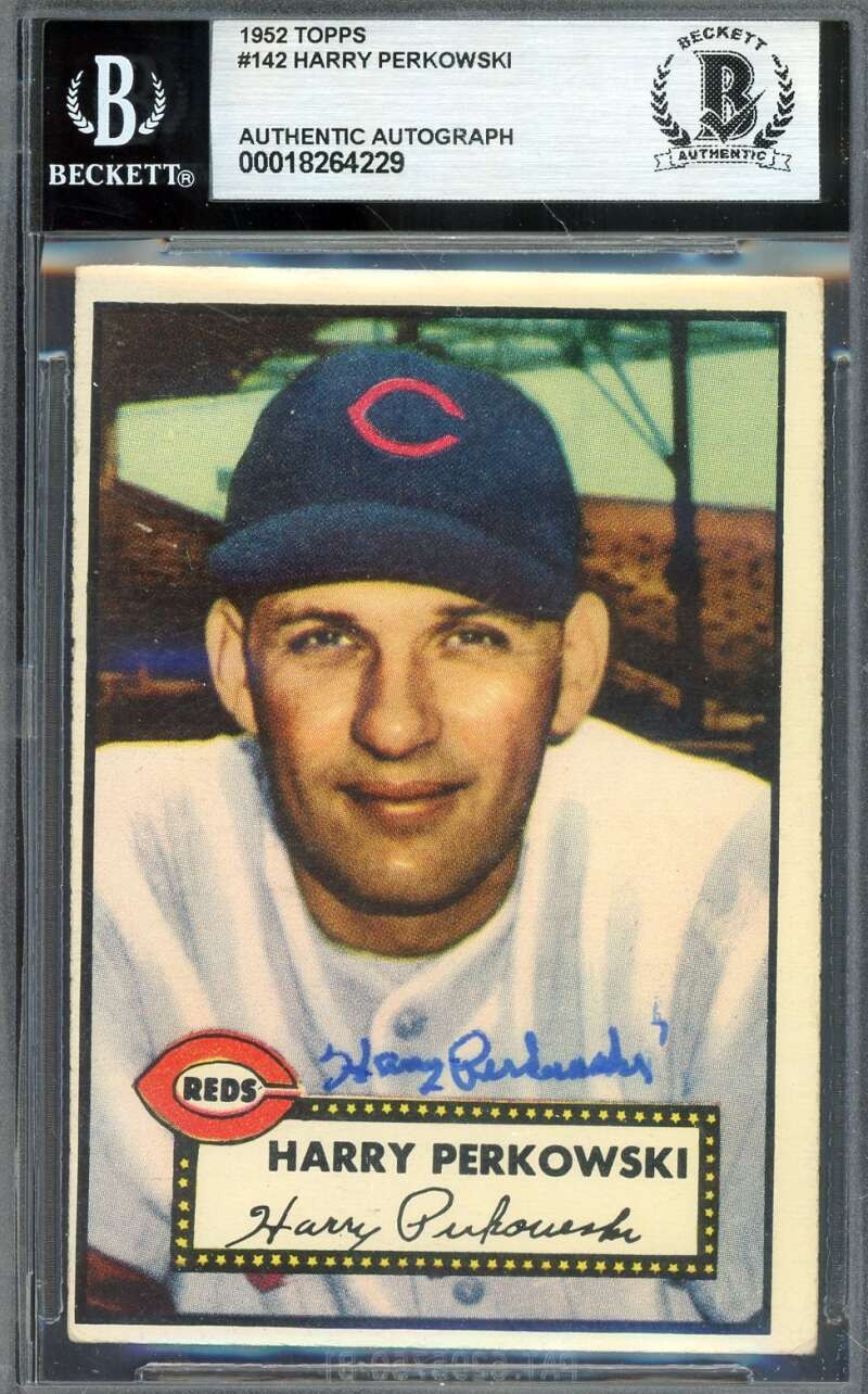 Harry Perkowski Beckett BAS Signed 1952 Topps Autograph