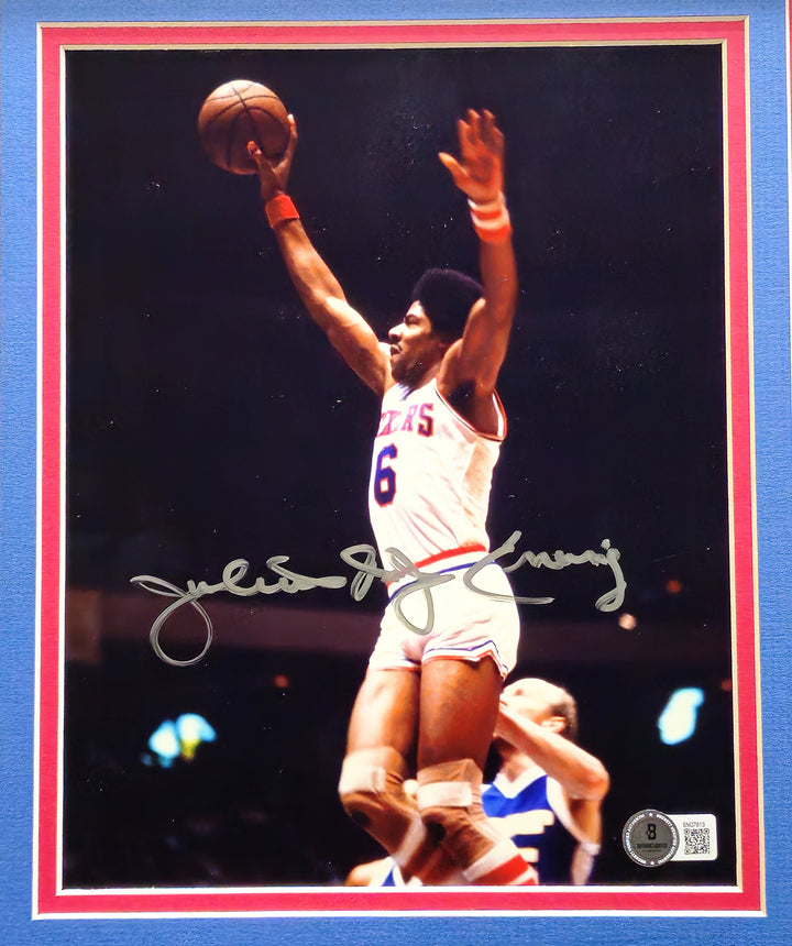 Julius "Dr. J" Erving Signed Framed 8x10 Photo 76ers Beckett #BM37813