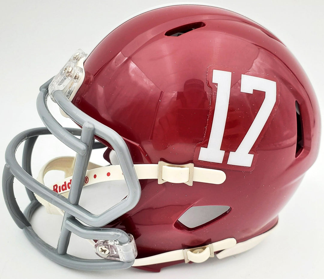 Devonta Smith Signed Alabama Crimson Tide Speed Mini Helmet Beckett BAS