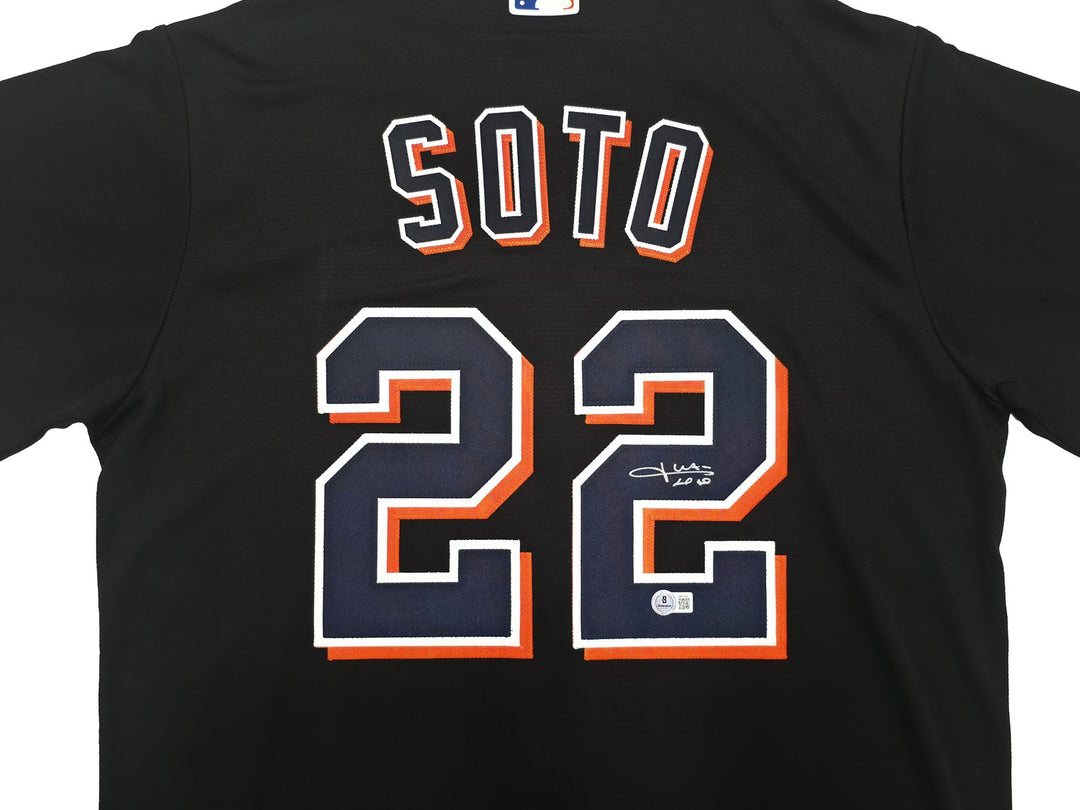 New York Mets Juan Soto Autographed Signed Black Nike Jersey Size L Beckett