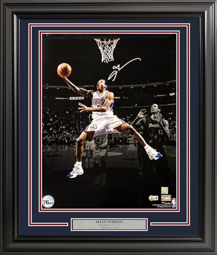 Allen Iverson Signed Framed 16x20 Photo Philadelphia 76ers Beckett BAS Witness