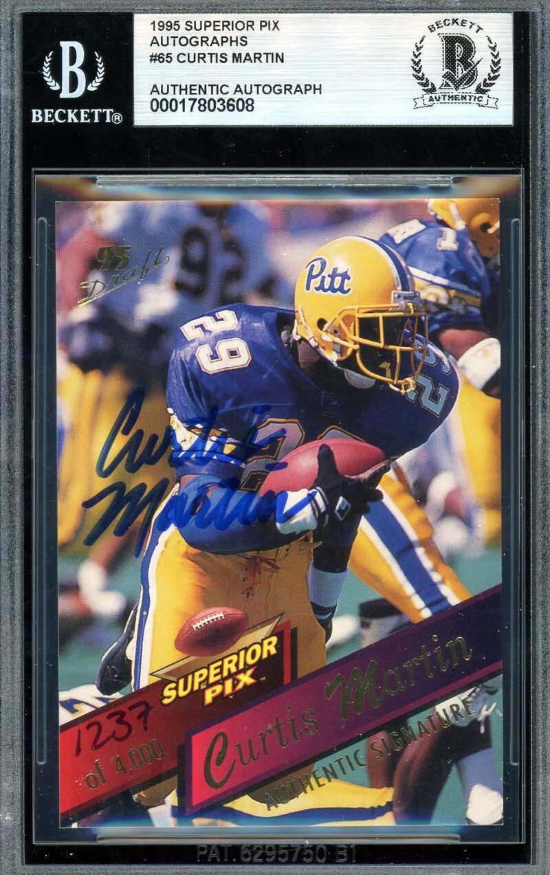 Curtis Martin Beckett BAS Signed 1995 Superior Pix Rookie Autograph