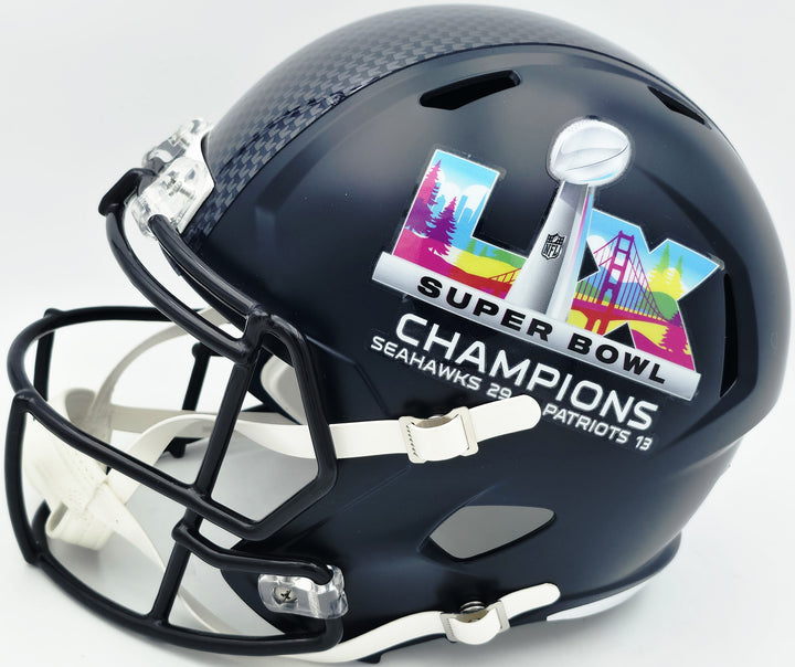 Sam Darnold Auto Seahawks Blue SB LX Champs Full Size Spd Replica Helmet Beckett