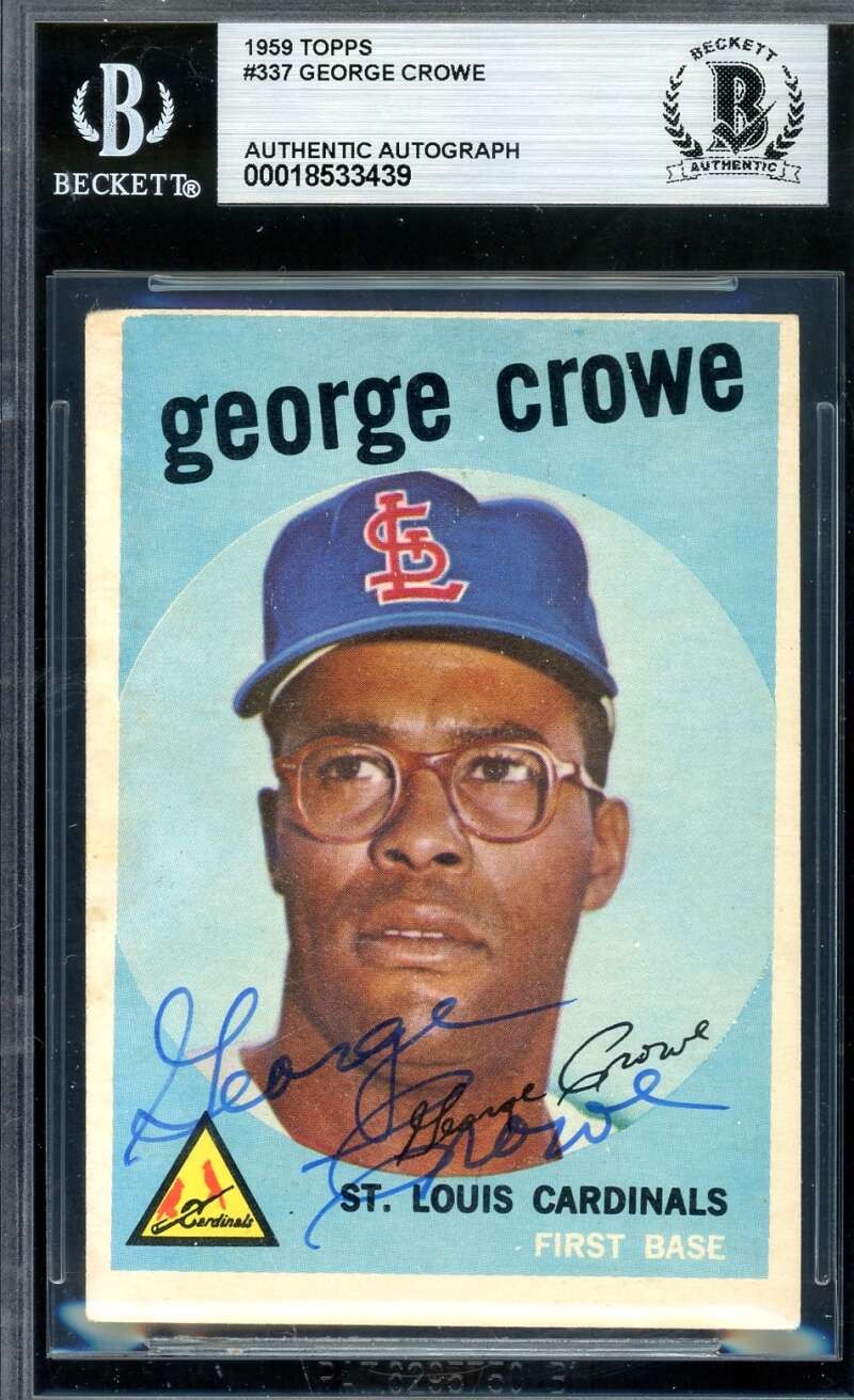George Crowe Beckett BAS Signed 1959 Topps Autograph Cardinals