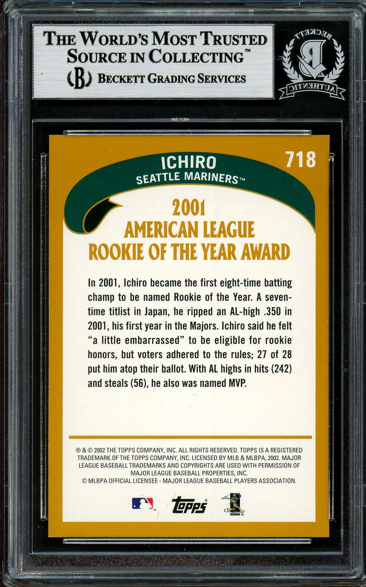 Ichiro Suzuki Signed 2002 Topps Card 718 Seattle Mariners Beckett #12785916