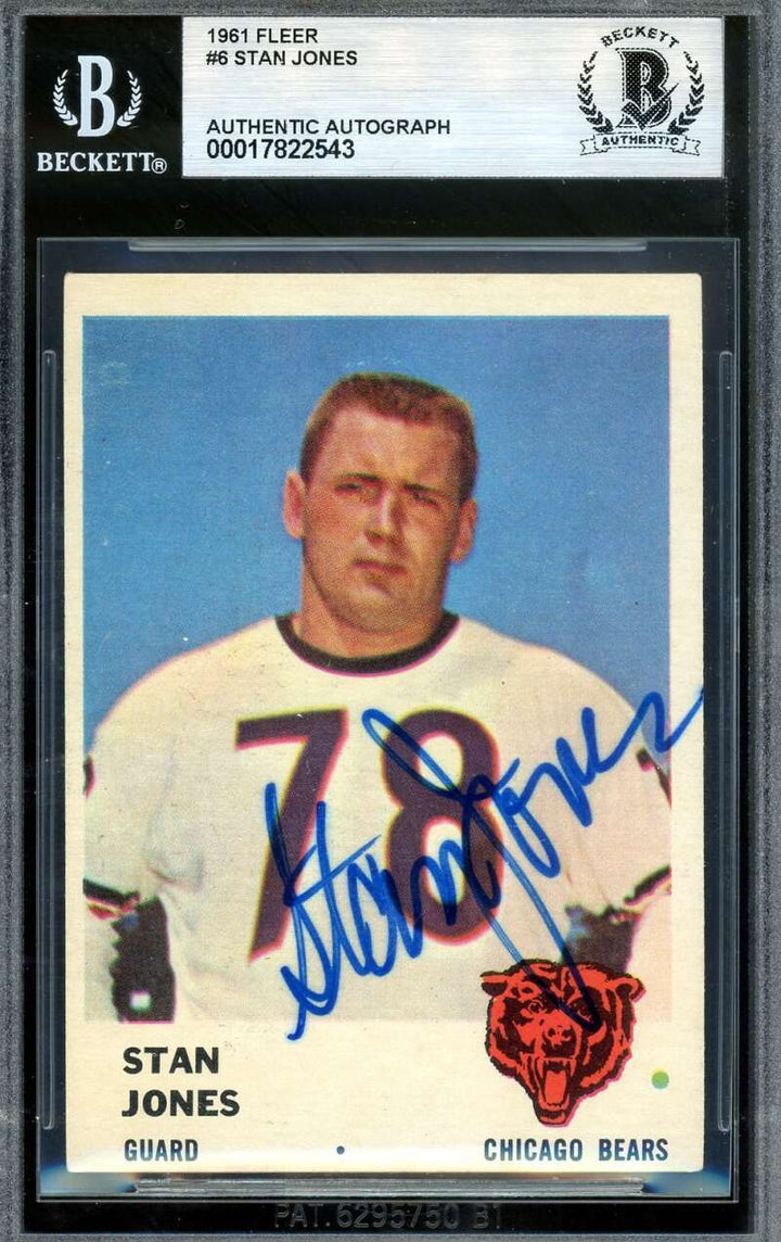 Stan Jones Beckett BAS Signed 1961 Fleer Autograph