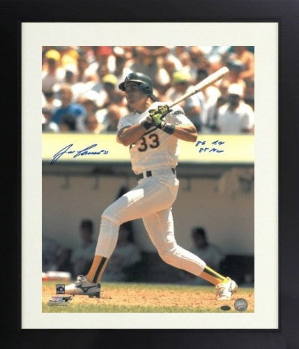 Jose Canseco signed Oakland A's 16x20 Photo dual 86 ROY/88 MVP Framed- Leaf Holo