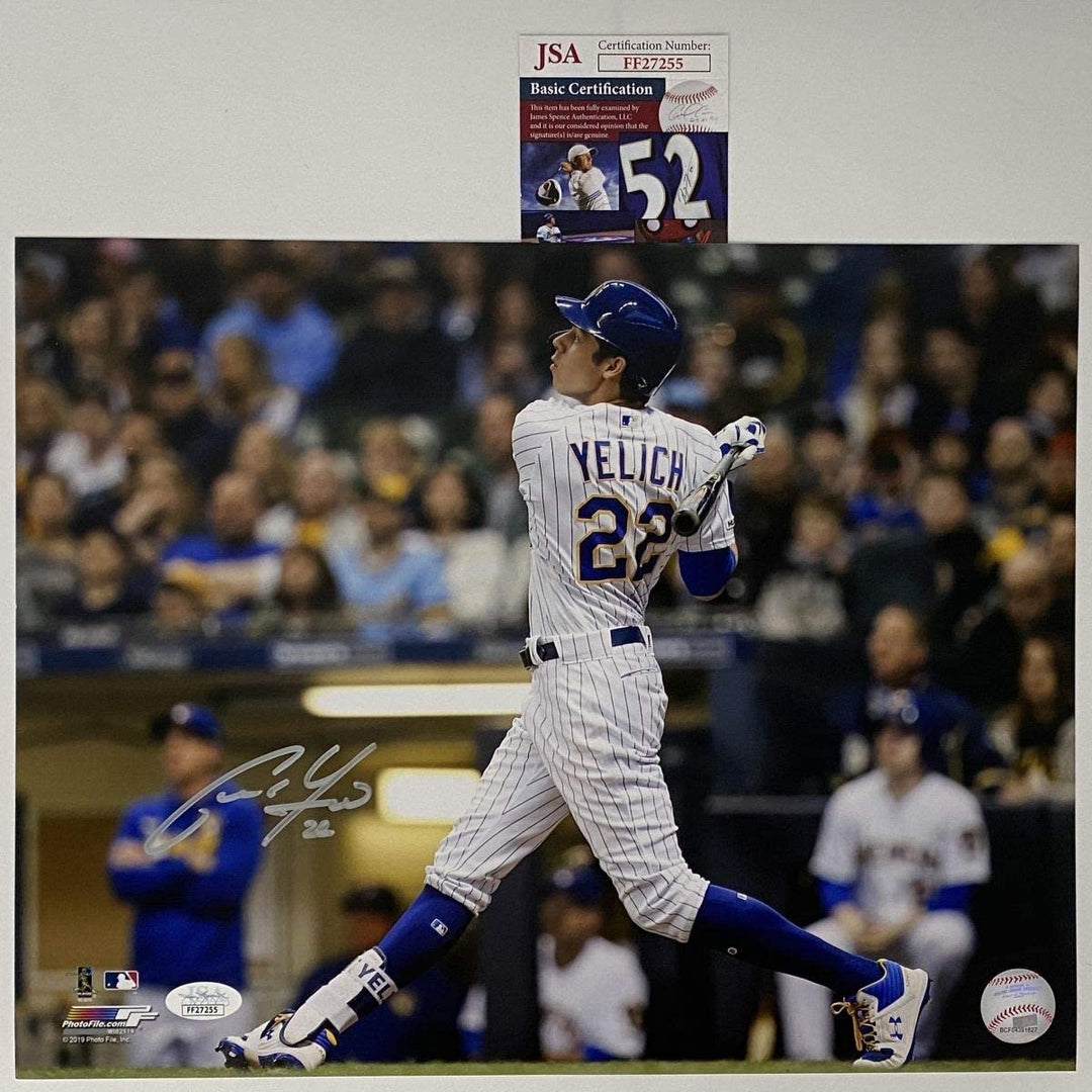Autographed/Signed CHRISTIAN YELICH Brewers 11x14 Photo JSA COA Auto