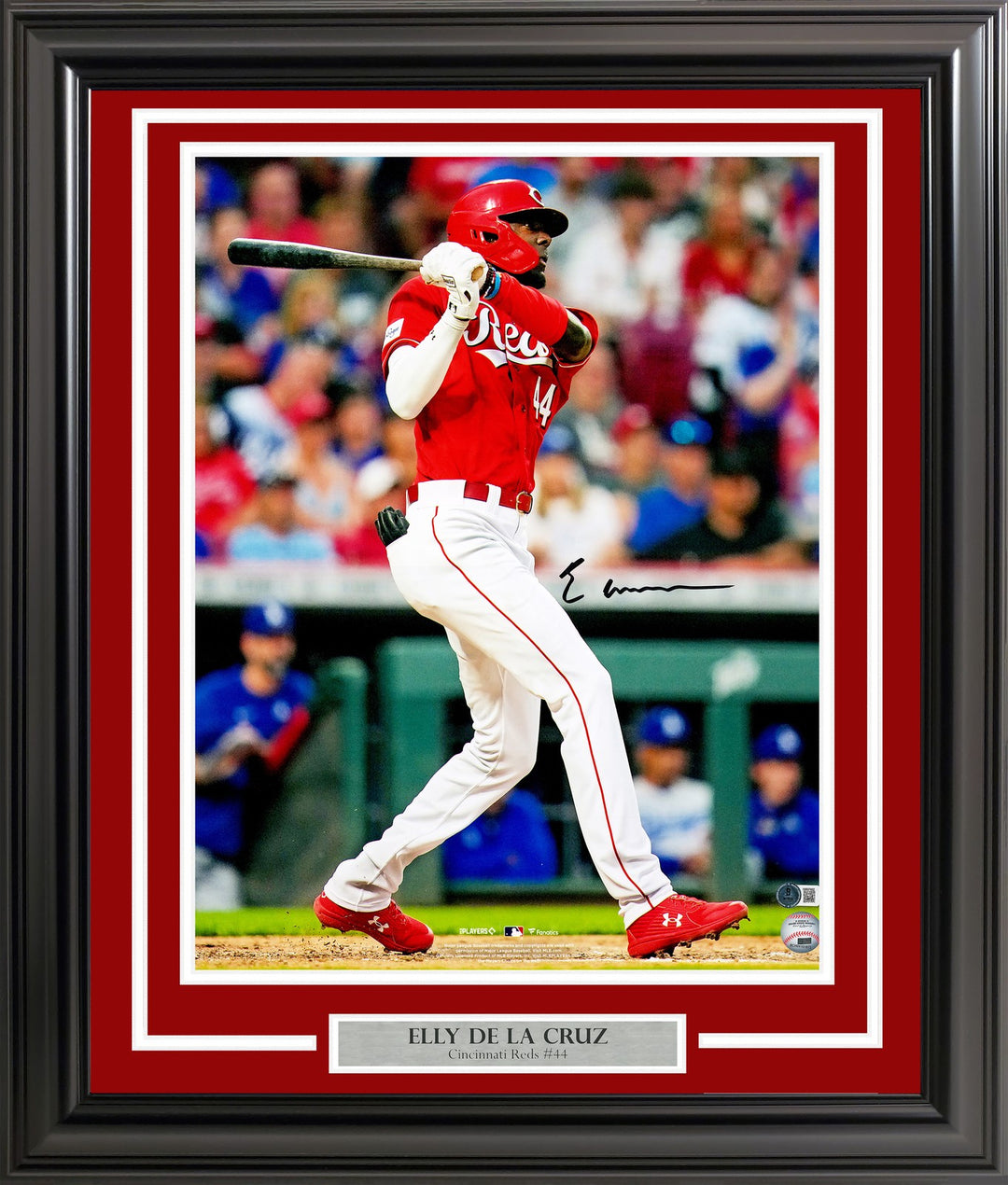 Elly De La Cruz Signed Framed 16x20 Photo Cincinnati Reds HR Swing BAS Witness
