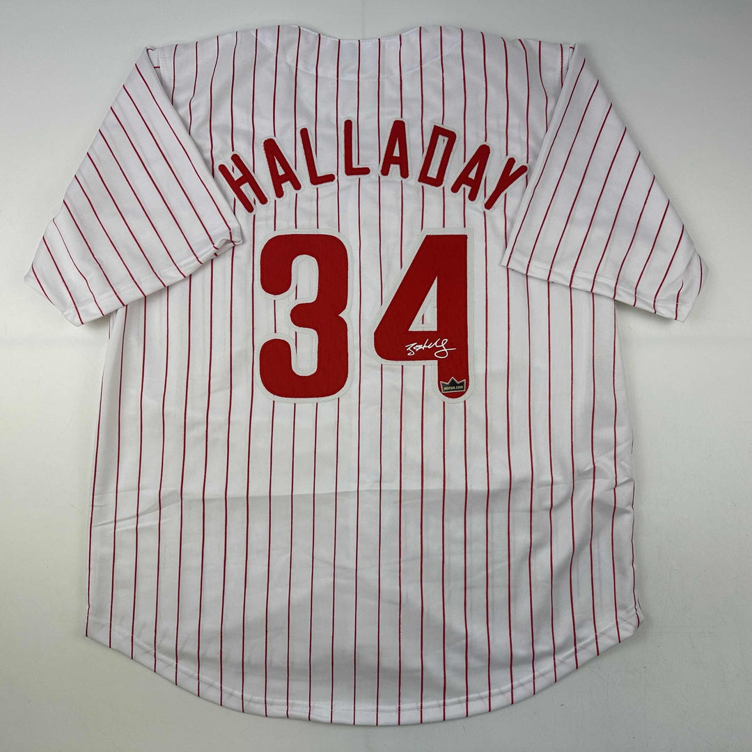 Facsimile Autographed Roy Halladay Philadelphia Pinstripe Reprint Jersey Size XL