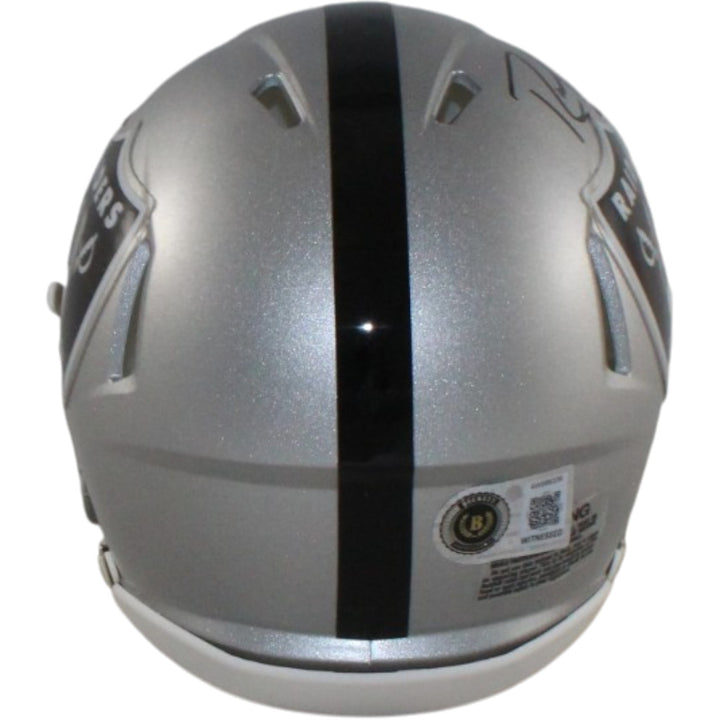 Randy Moss Autographed/Signed Oakland Raiders Mini Helmet Beckett Witness 57966