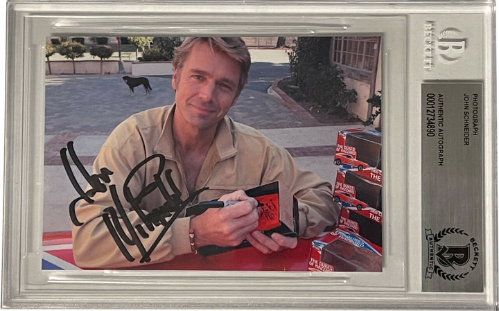 John Schneider signed The Dukes Of Hazzard Bo Duke 3.5x5 Color Photo-BAS/Beckett