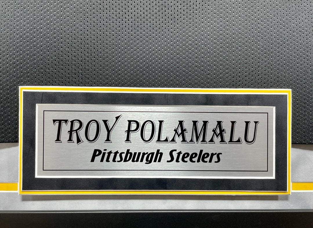 Troy Polamalu Autographed Pittsburgh Steelers Black Jersey Framed BAS Signed