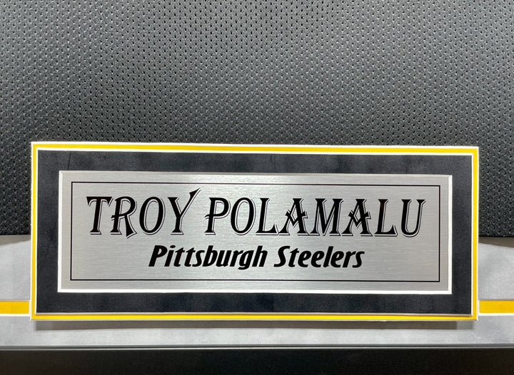 Troy Polamalu Autographed Pittsburgh Steelers Black Jersey Framed BAS Signed