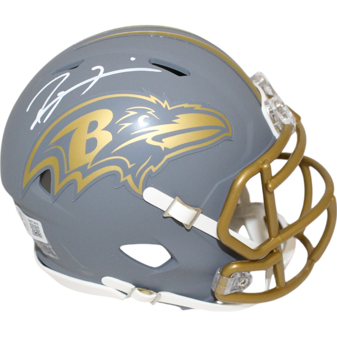 Ray Lewis Autographed/Signed Baltimore Ravens Slate Mini Helmet Beckett 48411